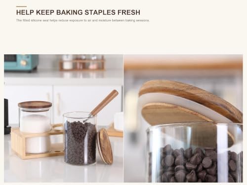 KKC HOME ACCENTS Glass Baking Canister Set with Scoop & Rack, 25oz - Image 5