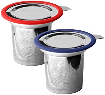 Tea Infuser (2 Pack) - Tea Strainers Tea Infusers for Loose Tea, Extra Fine Mesh Stainless Steel Tea Steeper Tea Diffuser with Large Capacity Tea Basket and Lid, Fits Teapots, Mugs, Cups by Fescha