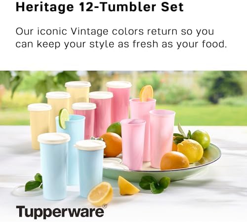 Tupperware Tumbler Set in Multicolor, 12 Count, Dishwasher Safe and BPA Free (12 Tumblers, 12 Lids, 16 fl oz each) - Image 2