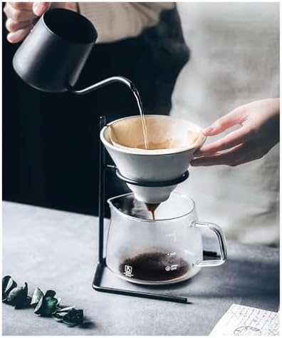 Ceramic Pour Over Coffee Set Filter Bracket Filters Dripper Stand Percolators Shop Cup Share Pots Coffeeware Accessories(Transparent Set B) - Image 2
