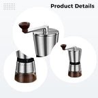 8 Gear Adjustable Coffee Grinder, Ceramic Burr Manual Hand Crank Mill, Travel Portable, 2.8 Oz Hopper, 6.5 Oz Chamber - Image 4