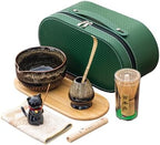 Matcha Whisk Set, Zen Travel Tea Ceremony Kit with Cat Figurine, Bamboo Whisk, Bowl, Incense & Portable Bag - 9-Piece Portable Matcha Set for Mindful Gifting & On-The-Go Rituals (G) by Unknown