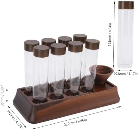 8PCS Coffee Bean Storage Tubes with Wooden Stand, Single Dose Coffee Bean Cellar Container, Dosing Glass Vials with Lids and Funnel for Coffee Beans Storage, Tea - Image 2
