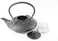 Japanese Antique 24 Fl Oz Black Fancy Carp Koi Fish Cast Iron Teapot Tetsubin with Infuser by Unknown
