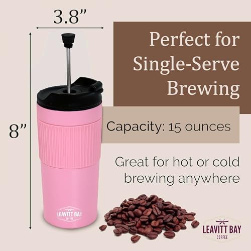 Pink Portable French Press Travel Mug & Coffee Maker - Image 2