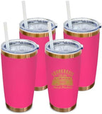 20 oz Tumbler Bulk Stainless Steel Tumblers with Lids and Straws Rosy by MetalyaTumblers