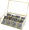 Gold Glass Tea Bag Organizer, Tea Box, Tea Bag Container (8 Compartments) by HighFree