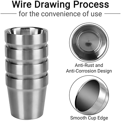 Beasea Stainless Steel Cups 6 oz, 8 Pack Small Bulk Stainless Steel Tumbler Stackable Insulated Mini Cups for Drinking Double Wall Metal Glasses Tin Cups for Home Restaurant Office Party Camping - Image 4