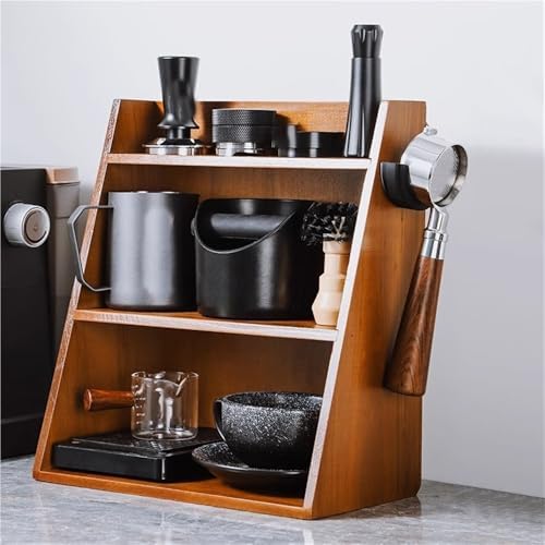 Solid Wood Storage Rack, Wall-Mounted or Countertop Organizer for Coffee Station, Hanging Cabinet for Kitchen and Pantry, Floating Shelf for Mugs, Portafilter and Coffee Accessories(17*33CM(6.7*13IN)) by Unknown