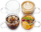 MESNEY Double Wall Insulated Espresso Cups & Mugs, Set of 4, 6.7 oz, Clear Glass for Coffee, Latte, Macchiato, Cappuccino & Tea, Dishwasher Safe by MESNEY