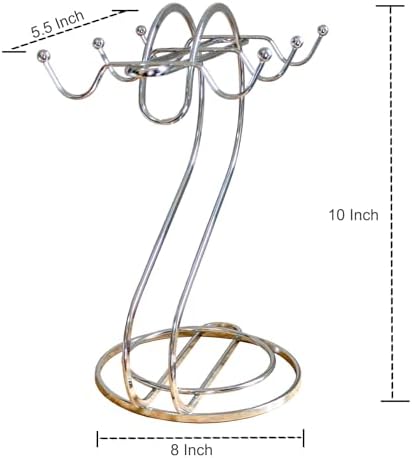 Coffee Mug Holder Metal,Mug TeaCups Holders Countertop,Coffee Mug Tea Cup Stand Storage Rack Tabletop Counter 6 Hooks(Silver) - Image 7