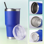 DOMICARE 30oz Tumbler Bulk with Lid and Straw, Double Wall Travel Coffee Mug, Insulated Vacuum Stainless Steel Tumblers, Powder Coated Tumbler Cup (Dark Blue, 8) - Image 6