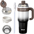HI-Hotcup 40oz Insulated travel tumbler with Handle for car cup holder, 316 Stainless Steel & Ceramic Liner Vacuum Mug, Leak Proof Double Wall Water Bottle with Straw and Tea Infuser, Hot12H Cold 24H by Unknown