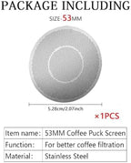 Compatible withPuck Screen 51/53/58mm Reusable Puck Screen For Espresso Portafilter Stainless Steel Screen Filter Compatible With Espresso(1PCS 53MM) - Image 2