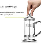 French Press Coffee Maker With 3 Filters Stainless Steel Coffee And Tea Maker,heat Resistant Borosilicate Glass Coffee Press, Multifunction Brewed Coffee Pot For Camping(/Silver B,800ml) - Image 4
