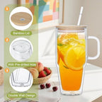 32 Oz Glass Snow Globe Tumbler Cup With Handle, Pre-Drilled Double Wall Glass Coffee Mug For Snow Globe Diy Glitter - Image 4