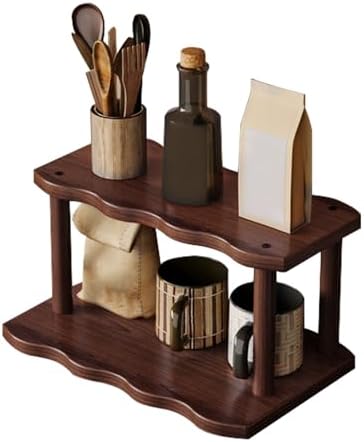 Wooden Mug Holder Countertop, 2-Tier Coffee Cup Holder Mug Display Coffee Mug Organizer Mug Rack for Coffee Station Organizer Mug Shelf for Cabinet for Kitchen, Home,2Tier_30cm by Unknown