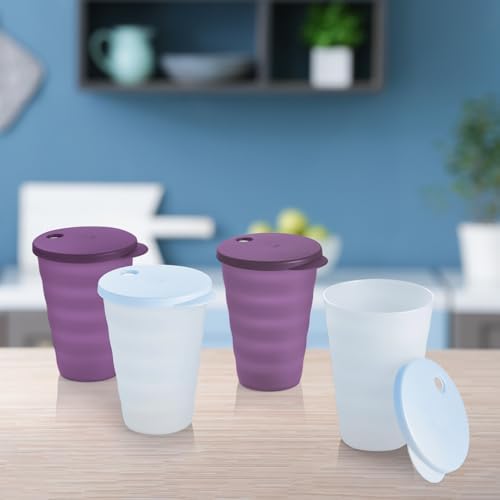 Tupperware Impressions Tumbler Set in Blue & Purple, 4 Count, Dishwasher Safe and BPA Free (4 Tumblers, 4 Lids, 17 fl oz each) - Image 6