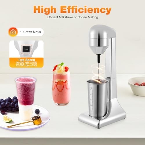 ​Electric Milk Shake Blender 100W 22000 RPM Stainless Steel Commercial Drink Mixer with 500ml Cup for Milk Tea Shops, Restaurants​ - Image 2