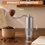 Manual Coffee Grinder,CNC Stainless Steel Hexagonal-star Conical Burr Coffee Grinder,Internal Adjustable Setting,Positioning,Lightweight Grinder Setting For Camping/Travel/Home - Image 2
