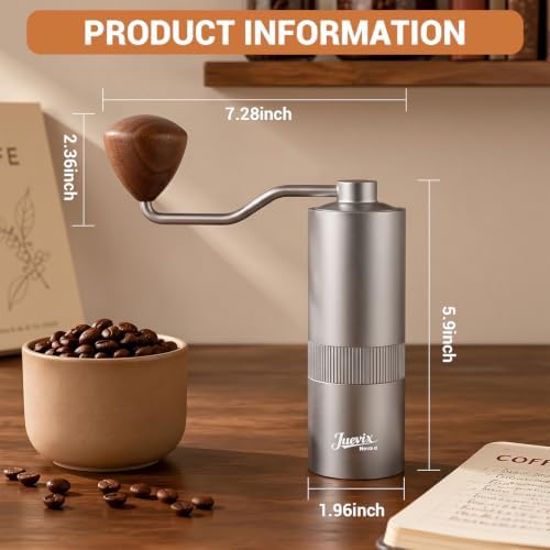 Manual Coffee Grinder,CNC Stainless Steel Hexagonal-star Conical Burr Coffee Grinder,Internal Adjustable Setting,Positioning,Lightweight Grinder Setting For Camping/Travel/Home - Image 2