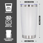 20oz Tumbler Stainless Steel Tumbler Coffee Tumbler with Lid White, 8P - Image 4