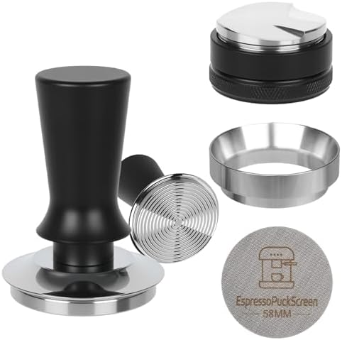 58mm Espresso Tool Kit, Espresso Tamper, Distributor, Funnel, Puck Screen by BUWILRQ