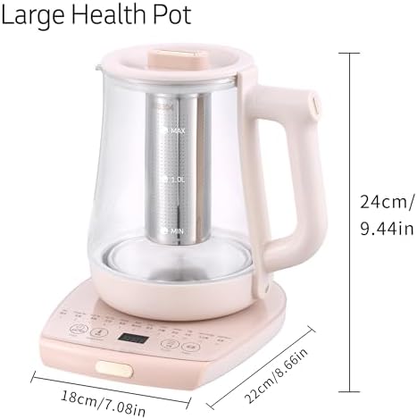 Health Pot Electric Kettle with Infuser,Smart Fruit Hot Tea Maker, Temperature Control and Tea Keep Warm, 12 Functional Procedures, 1.8 Liters of Capacity(pink) - Image 2