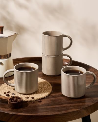 famiware Coffee Mug Set of 4, Star 12 oz Ceramic Mugs Cups Set with Handle - Image 3