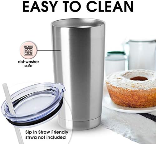 HASLE OUTFITTERS 20oz Stainless Steel Tumblers Bulk, Insulated Travel Cup with Lid, Double Wall Vacuum Coffee Mug for Cold & Hot Drinks 4 Pack, Silver - Image 3