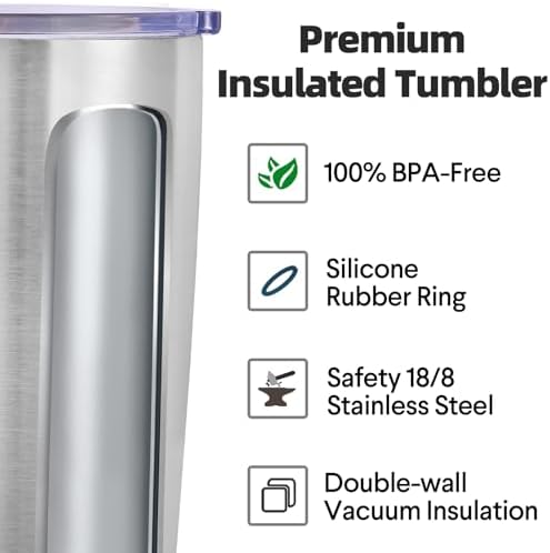 Volhoply 20oz Stainless Steel Tumbler with Lid and Straw Bulk 4 Pack,Double Wall Insulated Travel Iced Coffee Mug Fits Cup Holder,Powder Coated Cups for Hot/Cold Drinks,Christmas Gifts（Silver,4 Set） - Image 3