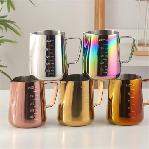 Milk Frother Cup Stainless Steel 350/550ml Espresso Coffee Pull Flower Milk Mugs Cup Stainless Steel Craft Latte Art Jug Pitcher Mug(550ml rose gold) - Image 3