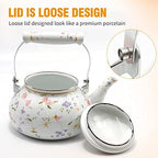Saihisday Floral Teapot Enamel Afternoon 2.5L Tea Kettle For Stovetop, Large Flowered Tea Kettle with Ceramic Handel for Afternoon Tea Wedding Party Housewarming Gift - Image 6