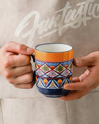HENXFEN LEAD Boho Ceramic Coffee Mugs Set of 6, 14 oz - Image 6