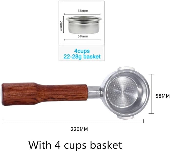 58MM Bottomless Filter Portafilter,Compatibility E61 brewing head, with 1/2/4 cups basket(Type y) - Image 2