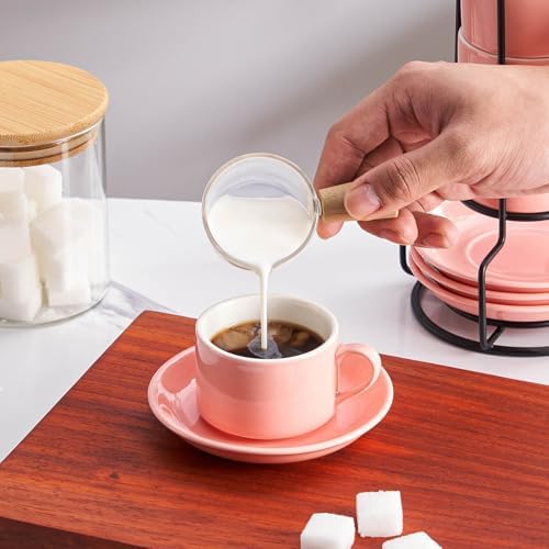 4 OZ Porcelain Stackable Espresso Cups and Metal Stand Set of 4 - Image 4