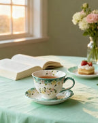 8oz Bone China Tea Cup and Saucer Set, Azure Bloomfield - Image 4
