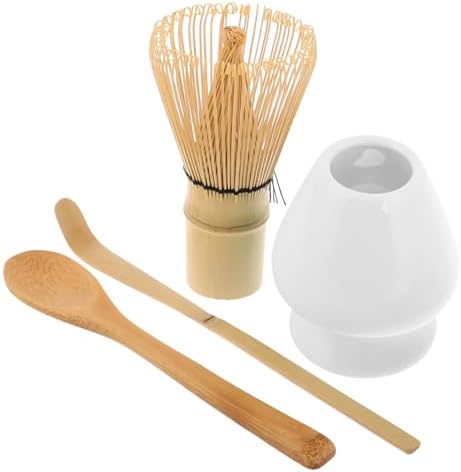 4 Piece Matcha Tool Set with Bamboo Whisk and Tea Scoop by Zerodeko