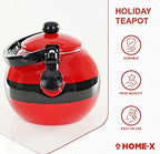 Home-X Santa Claus Whistling Tea Kettle - Porcelain Coated Stainless Steel Tea Kettle for Boiling Water - Cute Red Teapot for Stovetop - 2-Liter Capacity, 9"L x 7"W x 9"H Whistling Teapot - Image 5
