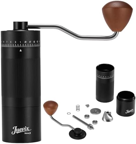 Manual Coffee Grinder with External Adjustment, Six-Star Stainless Steel Conical Burr, Adjustable Hand Grinder for Espresso, Pour Over, French Press,Black by Unknown