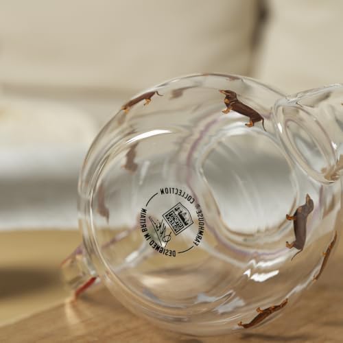Clear Glass Teapot with Dachshund Dog Decal 700ml, London Pottery Borosilicate Loose Leaf Tea Maker with Stainless Steel Infuser - Image 3