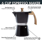 Primula Aluminum Stove Top Espresso Coffee Maker, Percolator Coffee Pot for Moka, Cuban Coffee, Cappuccino, Latte and more, Perfect for Camping, 6 Cup, Black - Image 2