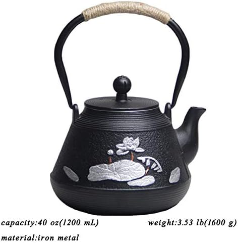 tetsubin Cast iron Tea Kettle workshop Healthy japanese Tea pot with Stainless Steel Infuser（40 oz） - Image 2