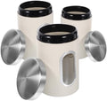 NUOBESTY 3pcs Food Storage Canisters Set, Airtight Stainless Steel Coffee Bean and Loose Tea Containers, Cream White Kitchen Pantry Organization Jars for Sugar, Grains, and Tea Leaves by NUOBESTY