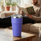 MEWAY 16oz Tumbler Double Wall Vacuum Insulated Travel Mug Bulk, Stainless Steel Tumblers with Lid, Powder Coated Coffee Cups for Cold & Hot Drinks (Purple,12 Pack) - Image 6