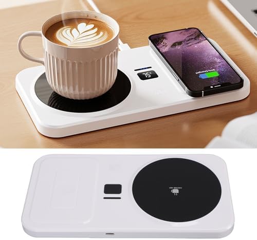 SUNGOOYUE Mug Warmer with Charger Smart Cup Warmer Plate, Plastic Electric Beverage with 3 Heat Settings and 8H Auto Shut Off, for Office Home Travel Desk Use - Image 5