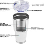 DOMICARE 30 oz Tumbler with Lid and Straw, Stainless Steel Tumblers Bulk, Insulated Vacuum Double Wall Travel Coffee Mug, Durable Powder Coated Tumbler Cups (White, 12) - Image 4