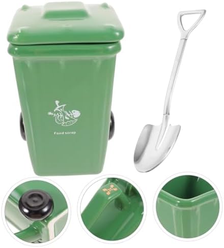 Trash Can Cup Espresso Glass Stoneware Coffee Mugs Beverage Mugs Drinking Funny Mug Funny Coffee Cup Funny Shot Glasses Porcelain Tea Cup Ceramic Office Concentrate Gift Cup-Green||12.5X12.5X12.5CM - Image 2