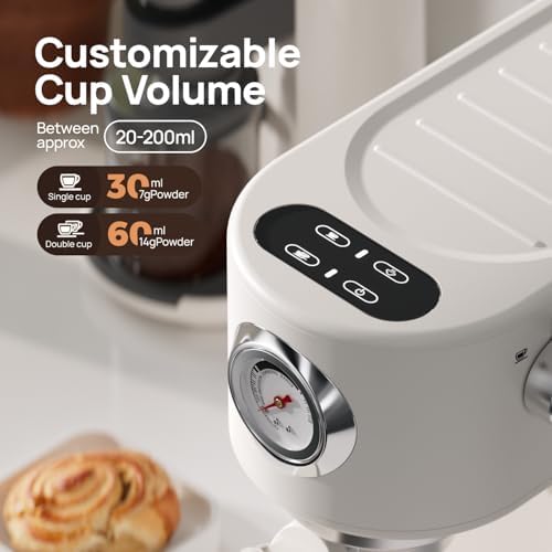 Espresso Machine & Coffee Bean Grinder spresso Maker with Milk Frother Steam Wand, Professional Espresso Coffee Machine for Home - Image 2