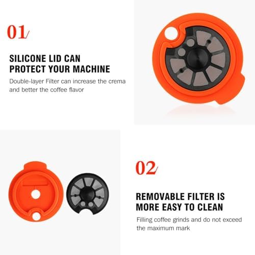 Reusable coffee capsule filter cup | Double-layer 304 stainless steel filter, silicone sealing cover, easy to clean | Environmentally friendly essential for home, cafe, office (grey,Set6) - Image 2